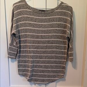 Market & Spruce Gray and White Striped Boatneck Top